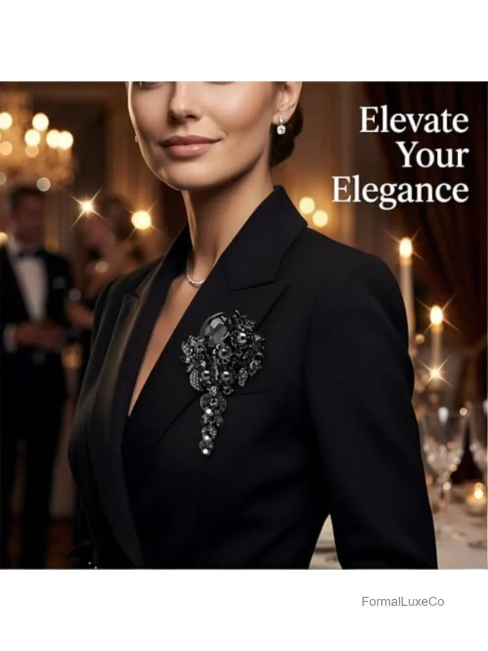 Oversized Floral Brooch Pin Pendant for Women Wedding Party Alloy Steel